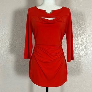 975 NWT Premise Royal Decadence Orange Embellishments Blouse. SzS
